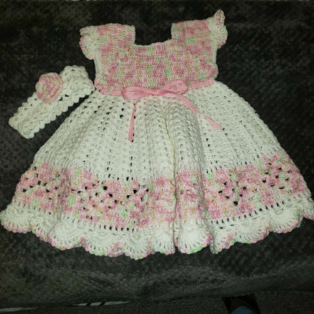 Crochet Baby Doll Dress and Headband